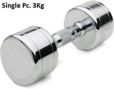 GYM KART Exclusive Set of (3.1 Kg X 1 Pc) Premium Steel Chrome Fixed Weight Dumbbell(3 kg)