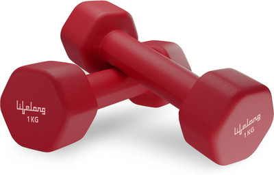 Lifelong Dumbbells Set For Home Gym - Neoprene Fixed Dumbell Set - Dumbbells Pack of 2 Fixed Weight Dumbbell(1 kg)