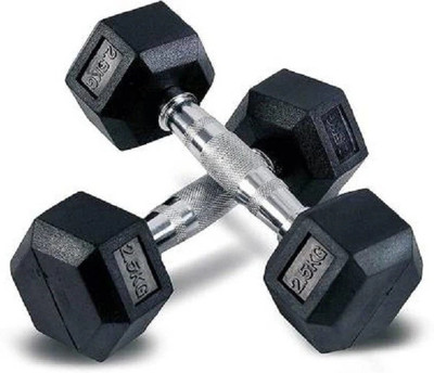 wWAR Set of 2.5KG X 2 Fixed Hexagonal Shaped Fixed Weight Dumbbell(5 kg)