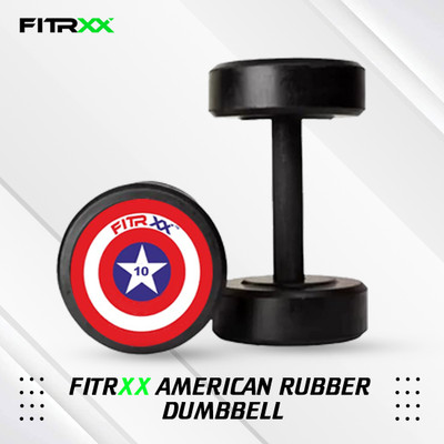 FITRXX Captain America Style Black Rubber Dumbbells hulk series 10kgX 2 Fixed Weight Dumbbell(10 kg)
