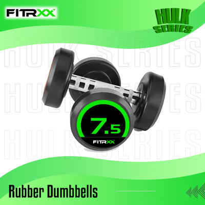 FITRXX Set Of 7.5KGX2 High Quality Rubber Professional Bouncer Hulk Series Fixed Weight Dumbbell(7.5 kg)