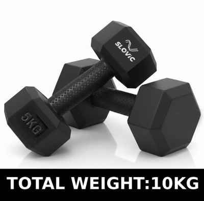 SLOVIC PVC Dumbbells Set for Home Gym | 5 Kg | Set of 2 | Fixed Weight Dumbbell(10 kg)