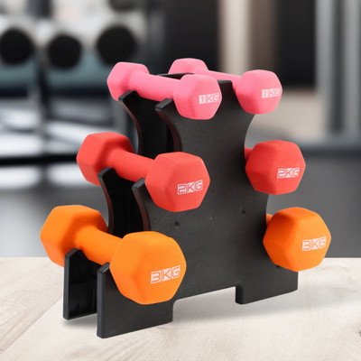 Cult Neoprene Dumbbells with Stand Combo for Exercise (1kg + 2kg + 3kg) Fixed Weight Dumbbell(12 kg)