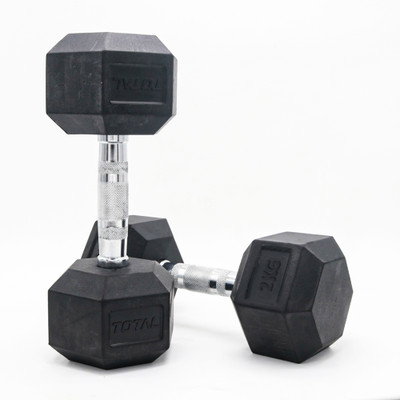 Total sports & fitness Hexagonal Dumbbell 2kg pair Rubber Coated Fitness Equipment Weight for Home Gym Fixed Weight Dumbbell(2 kg)