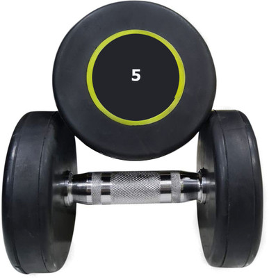 LAFILLETTE High Quality Rubber Coated Hand Weight Lifting Round Gym Fitness Dumbbells Set Fixed Weight Dumbbell(15 kg)