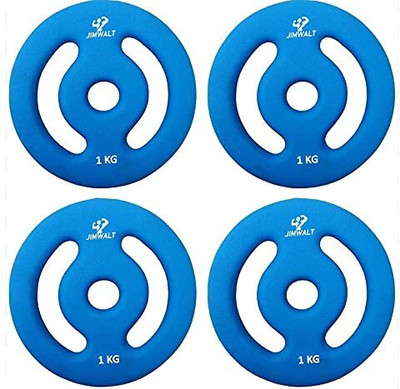 JIMWALT 4 kg Neoprene Coated Cast Iron Weight Plates Home Gym Combo