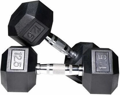 HouseOfCommon Hexa Double Hexagon (12.5kgX2) Hex for Home Gym Workout Fixed Weight Dumbbell(25 kg)