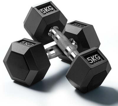FITRXX Rubber Coated Hexa Dumbbell Set For Men & Women Professional Exercise Fixed Weight Dumbbell(10.1 kg)