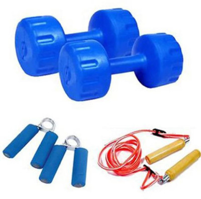 Up Growth 10 kg PVC 5KG Pair Dumbbells with Foam Hand Gripper and Skipping Rope Dumbbell Kit Home Gym Combo