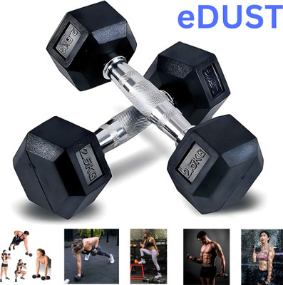 HouseOfCommon ® Hexa Steel Grip Black Dumbbell (2.5 kg X 2) 5 kg Set, Fitness Fixed Weight Dumbbell(2.5 kg)