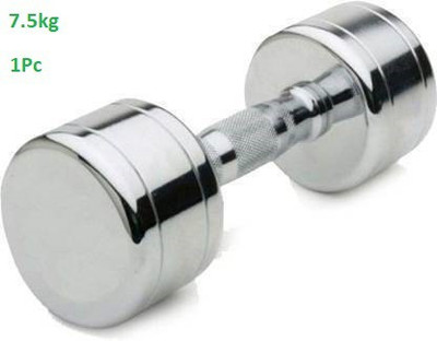 GYM KART Quality (1piece * 7.5kg) Single Pc. CHROME PLATED STEEL DUMBBELL Fixed Weight Dumbbell(7.5 kg)