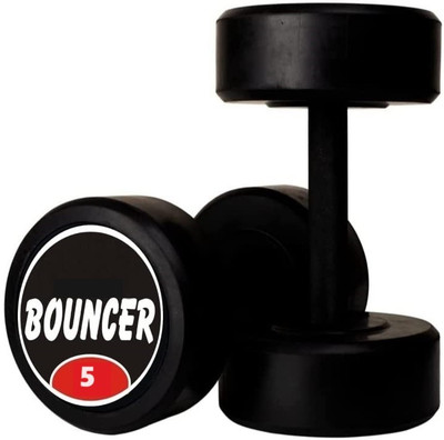 Kiraro Bouncer Style Black Rubber 5KG X 2 Fixed Weight Dumbbell(10 kg)