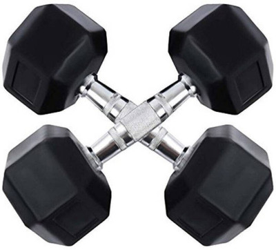 gamers hub 5kg X 2pcs Hexagonal Rubber Coated Fixed Weight Dumbbell(10 kg)