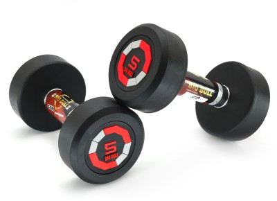 Bigbull Rubber Coated Solid Round Dumbbell (5 Kg x 2 = 10 kg) RED Fixed Weight Dumbbell(10 kg)