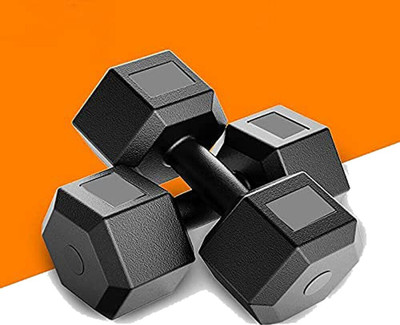 HOC NSP Black PVC Dumbbell Set, 1 Pair Dumbbells, Hex Dumbbells, Home Gym 5KGS X 2PCS Fixed Weight Dumbbell(5 kg)