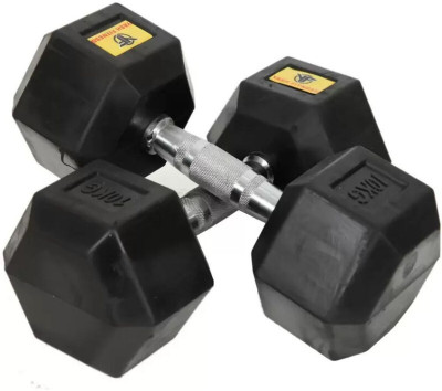 yash fitness Black rubber and metal combo Hexa Dumbbell 10 Kg Fixed Weight Dumbbell(10 kg)