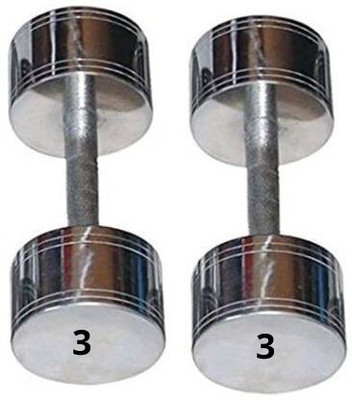 Gowin Steel Dumbbell Crome Plated Fix Weight Dumbbells (3KG Pair) Fixed Weight Dumbbell(6 kg)