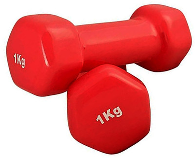 FIT SQUAD Unisex Hexagon Rubber Vinyl Fixed Dumbbell 1kg - Pair Fixed Weight Dumbbell(2 kg)