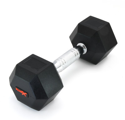 RUBX Rubber Encased Solid Hex Dumbbell Single Piece (10 KG SINGLE PIECE) Fixed Weight Dumbbell(10 kg)