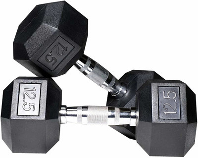 gamers hub Hexa Dumbbells Pure Rubber (12.5x2=25Kg) Set For Home Gym Workout Fixed Weight Dumbbell(25 kg)