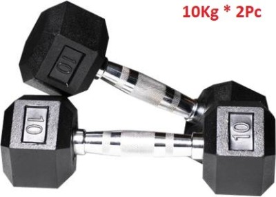 Sports Era Quality Hexa Dumbbells Rubber (10KgX2 =15kg) Set For Home Gym Workout Fixed Weight Dumbbell(20 kg)