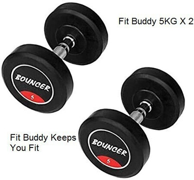 HouseOfCommon Set Of 5KG X 2 High Quality Rubber Professional Bouncer Dumbbells Fixed Weight Dumbbell(10 kg)