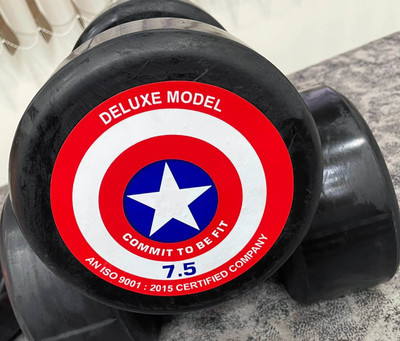 wWAR 7.5Kg X 2 Pcs Exclusive Quality Captain America Rubber Dumbbell Fixed Weight Dumbbell(15 kg)