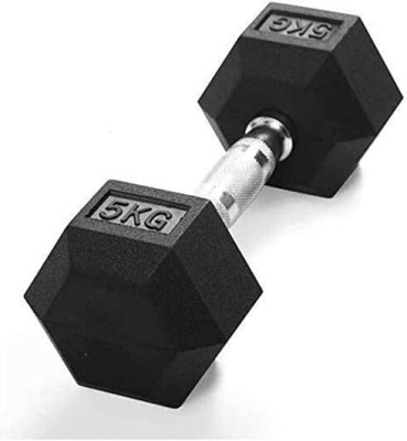 Gymnasio ™ Strong Touch Comfort Hexa DumBBell 5Kg 1 Single Piece Heavy Fitness Fixed Weight Dumbbell(5 kg)