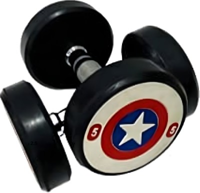 Headly CAPTAIN AMERICA DUMBBELL BLACK (5 kg X 2) 10 kg Set, Fitness Heavy Duty Solid Fixed Weight Dumbbell(5 kg)