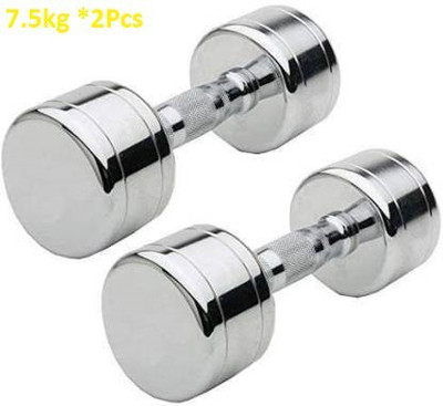 GYM KART Set of (7.5 Kg X 2 Pcs) Exclusive Premium Steel Chrome Fixed Weight Dumbbell(15 kg)