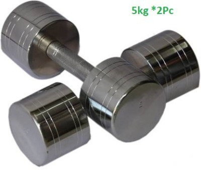 GYM KART (5 Kg X 2 Pcs) Premium Quality Steel Chrome Plated Fixed Weight Dumbbell(10 kg)