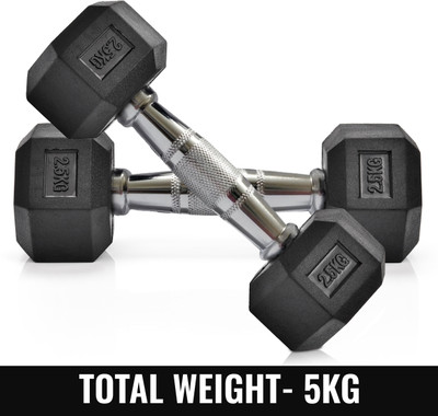 SLOVIC Dumbbells Set for Home Gym | 2.5 kg| Set of 2 Fixed Weight Dumbbell(5 kg)
