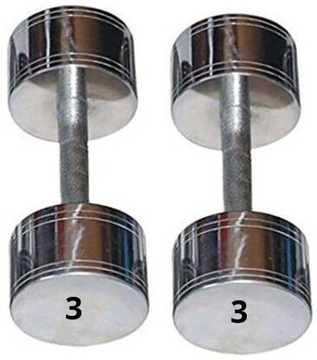 gamers hub Steel Dumbbell Crome Plated Fix Weight Dumbbells (3KG Pair) Fixed Weight Dumbbell(6 kg)