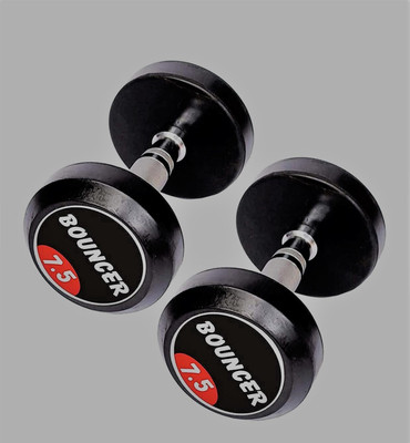 HouseOfCommon Pair of 7.5 Kg Rubber Coated Bouncer Dumbbells (7.5Kg X 2)~ Fixed Weight Dumbbell(15 kg)
