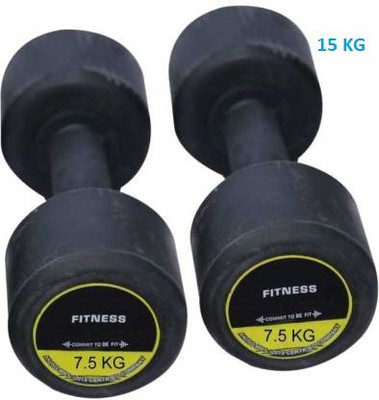 GYM KART Exclusive (7.5Kg X 2 Pc) Jumbo Premium Quality Rubber Dumbbells Fixed Weight Dumbbell(15 kg)