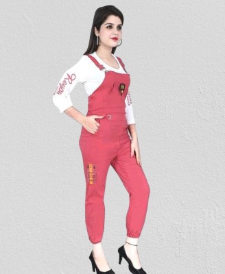 Women Red Dungaree