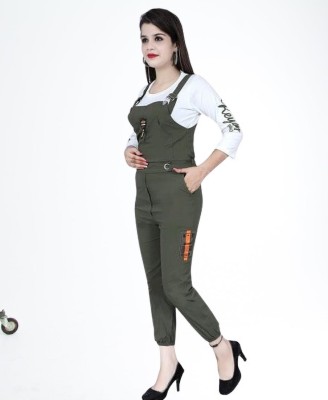 MYKUKI Women Dark Green Dungaree