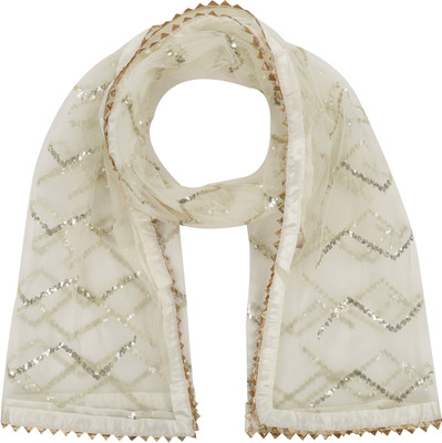 WHITEHEAVEN Net Embellished Women Dupatta