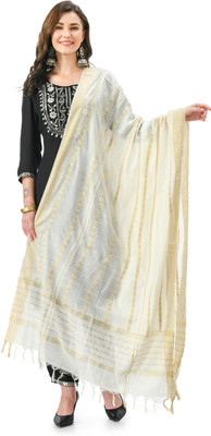 A R SILK DUPATTA HUB Pure Cotton Striped Women Dupatta