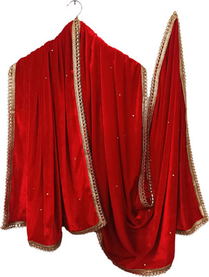 Dupattaa Velvet Self Design, Embellished Women Dupatta