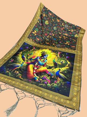 Bloviate Silk Blend Printed, Applique Women Dupatta