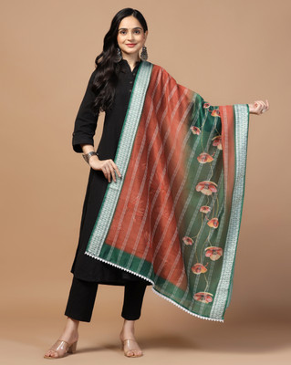 SEIKETSU Silk Blend Floral Print Women Dupatta
