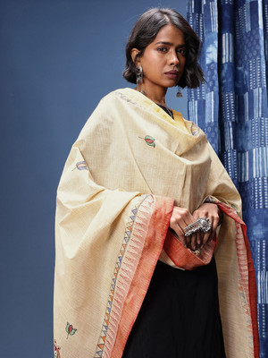Taavi Cotton Blend Self Design Women Dupatta