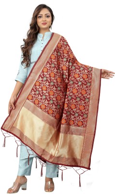 mashha creation Silk Blend Self Design Women Dupatta