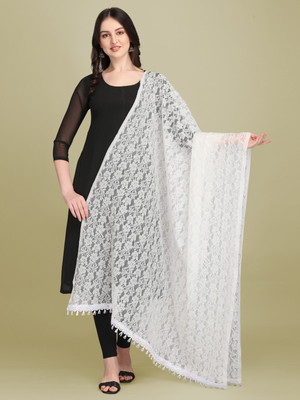 FORKEY Net Solid Women Dupatta