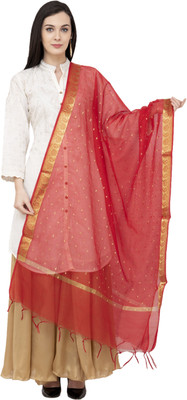 A R SILK Poly Chanderi Self Design Women Dupatta