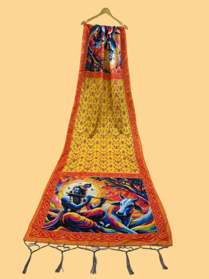 Bloviate Silk Blend Printed, Applique Women Dupatta