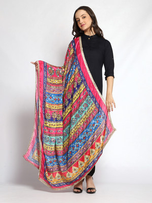 WEAVERS VILLA Polyester, Silk Blend Embroidered Women Dupatta
