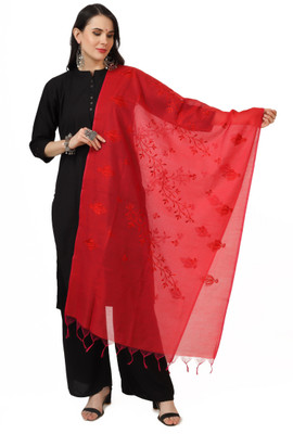 A R SILK Cotton Blend Embroidered Women Dupatta