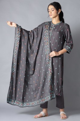 W Cotton Blend Embroidered Women Dupatta